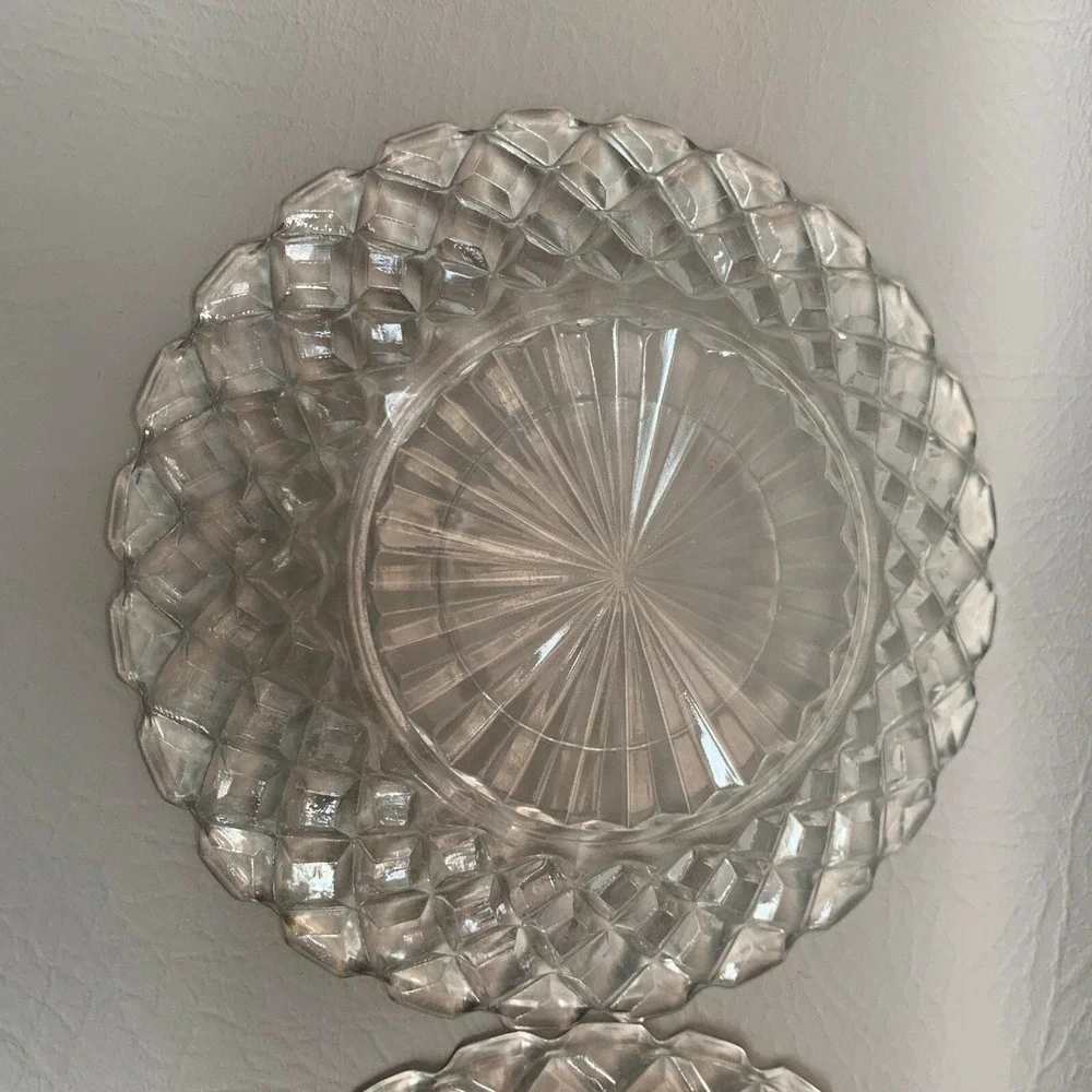 Anchor Hocking Waterford Clear Depression Glass Bread and Butter Plate Waffle 6
